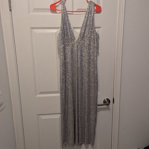 Abercrombie Silver Sequin Midi Dress - Picture 2 of 8